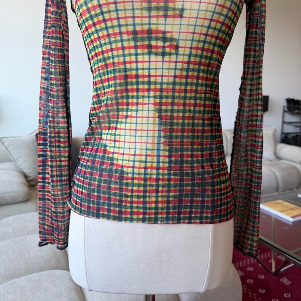 Jean Paul Gaultier Femme AW2001 Marlene Dietrich Print Power Net Turtleneck Top - Picture 3 of 8